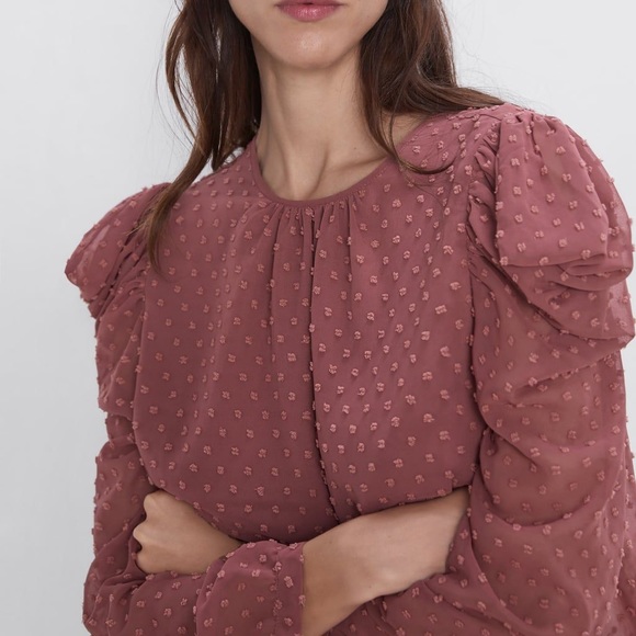 SALE‼️Zara Swiss dot blouse - Picture 1 of 6